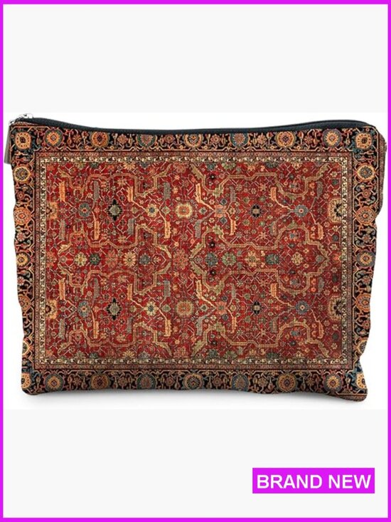 Handbags - Vintage Boho Ethnic Pattern Cosmetic Bag Linen Makeup Organizer Zipper Closure